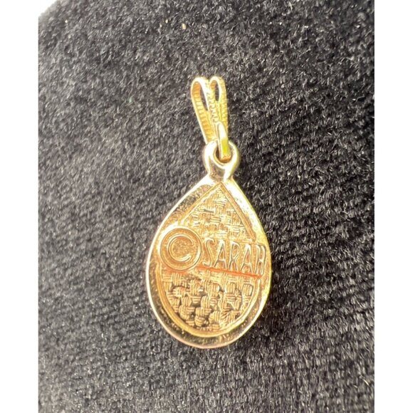 Vintage Sarah Gold Opalescent Teardrop Pendant Elegant Jewelry Accessory - Picture 4 of 6